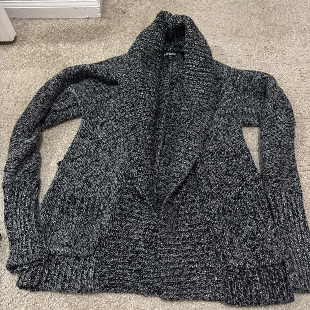 Express Charcoal/ Shimmer Women's Cardigan Sweater